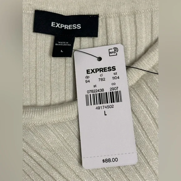 NWT! Express Ribbed Crew Neck Crossover Sleeveless Midi Sweater Dress - Picture 7 of 9